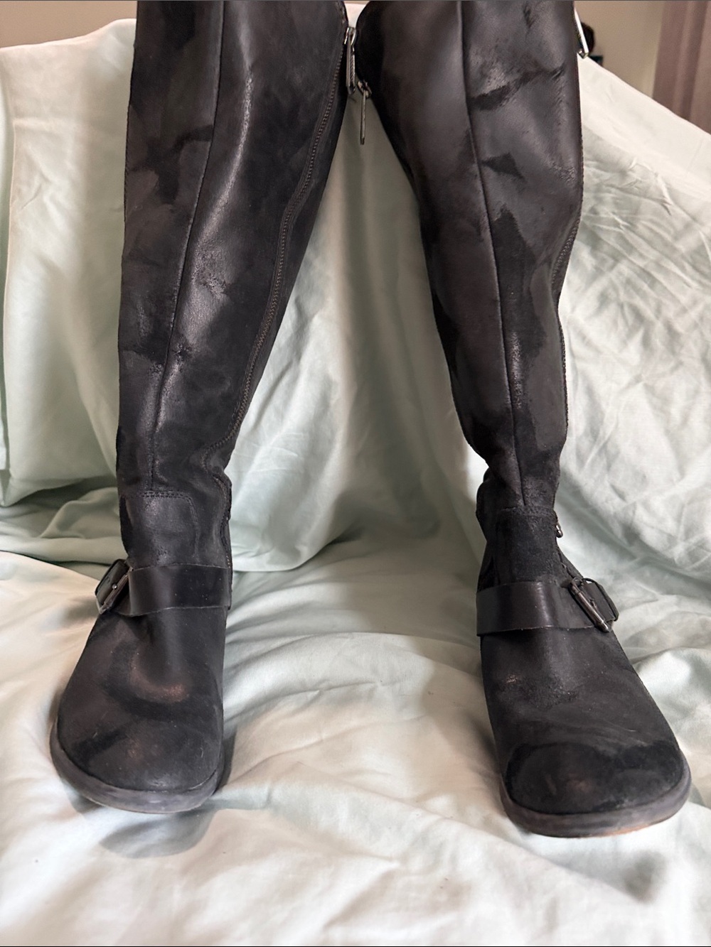 Donald J. Pliner Black Tall Zip-Front Heeled Boots